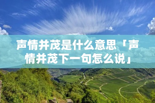 声情并茂是什么意思「声情并茂下一句怎么说」