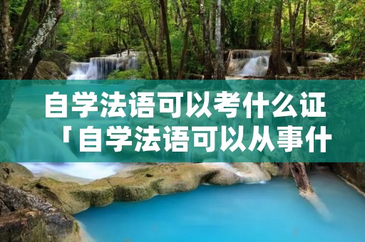 自学法语可以考什么证「自学法语可以从事什么工作」