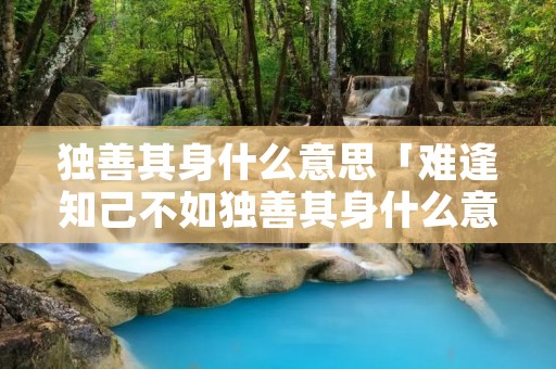 独善其身什么意思「难逢知己不如独善其身什么意思」