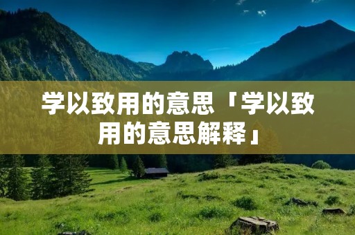 学以致用的意思「学以致用的意思解释」