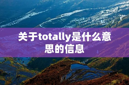 关于totally是什么意思的信息