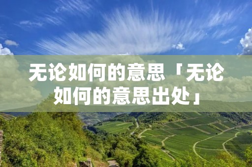无论如何的意思「无论如何的意思出处」