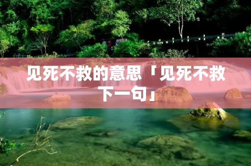 见死不救的意思「见死不救下一句」