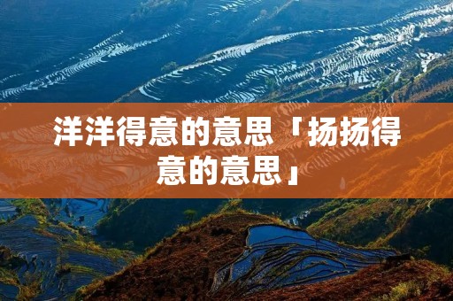 洋洋得意的意思「扬扬得意的意思」