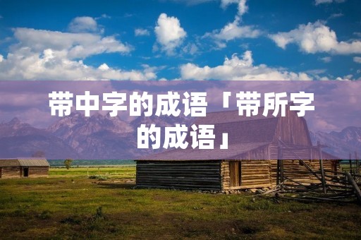 带中字的成语「带所字的成语」