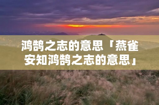 鸿鹄之志的意思「燕雀安知鸿鹄之志的意思」