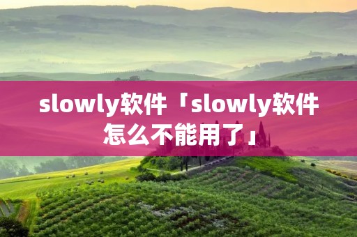 slowly软件「slowly软件怎么不能用了」