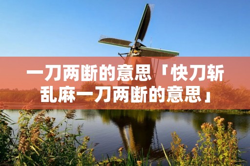 一刀两断的意思「快刀斩乱麻一刀两断的意思」
