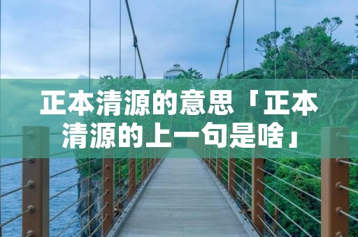 正本清源的意思「正本清源的上一句是啥」