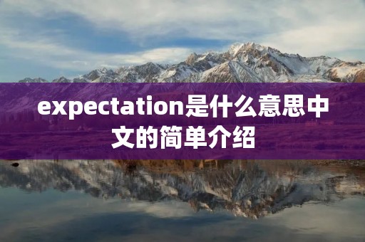expectation是什么意思中文的简单介绍