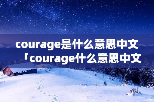 courage是什么意思中文「courage什么意思中文翻译」