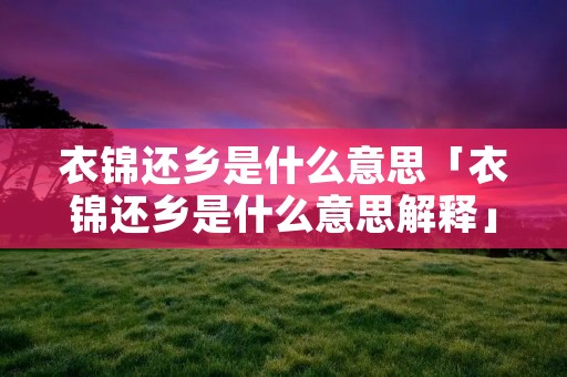 衣锦还乡是什么意思「衣锦还乡是什么意思解释」