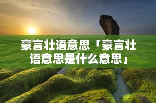 豪言壮语意思「豪言壮语意思是什么意思」