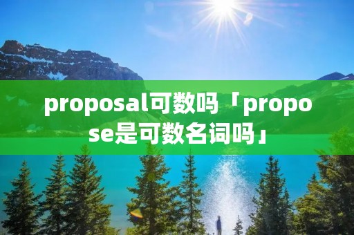 proposal可数吗「propose是可数名词吗」