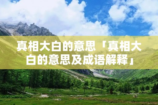 真相大白的意思「真相大白的意思及成语解释」