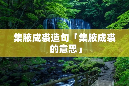 集腋成裘造句「集腋成裘 的意思」