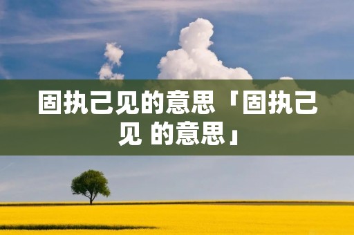 固执己见的意思「固执己见 的意思」