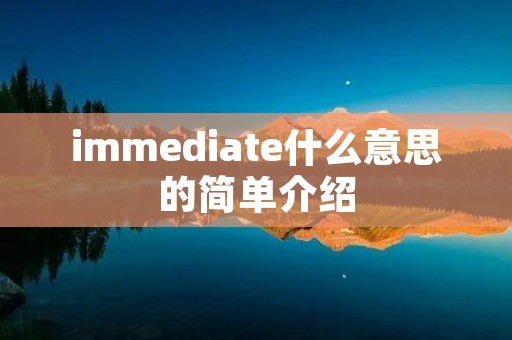 immediate什么意思的简单介绍