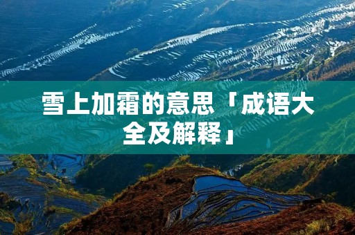 雪上加霜的意思「成语大全及解释」