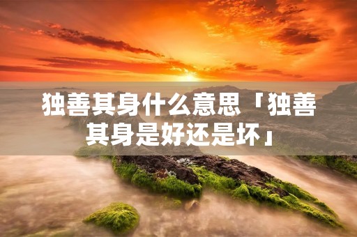 独善其身什么意思「独善其身是好还是坏」