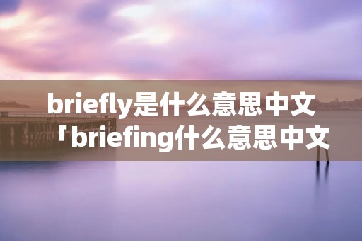 briefly是什么意思中文「briefing什么意思中文」 briefly是什么意思中文「briefing什么意思中文」