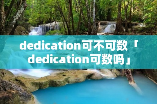 dedication可不可数「dedication可数吗」