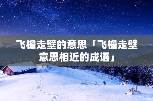 飞檐走壁的意思「飞檐走壁意思相近的成语」