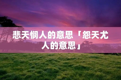 悲天悯人的意思「怨天尤人的意思」