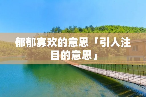 郁郁寡欢的意思「引人注目的意思」