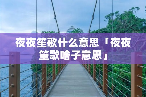 夜夜笙歌什么意思「夜夜笙歌啥子意思」