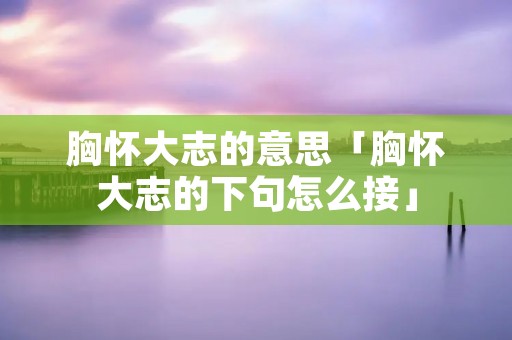 胸怀大志的意思「胸怀大志的下句怎么接」