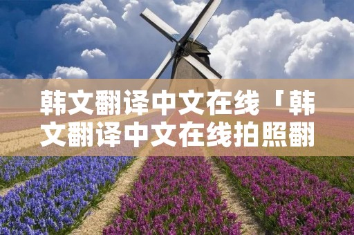 韩文翻译中文在线「韩文翻译中文在线拍照翻译器」