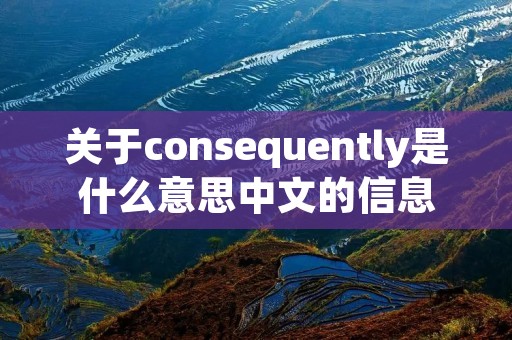 关于consequently是什么意思中文的信息