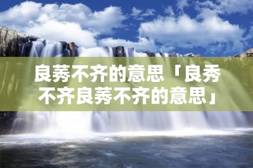 良莠不齐的意思「良秀不齐良莠不齐的意思」