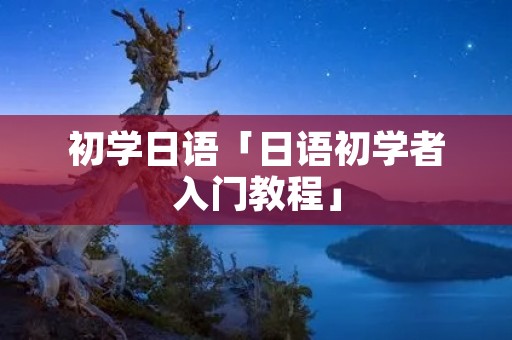 初学日语「日语初学者入门教程」