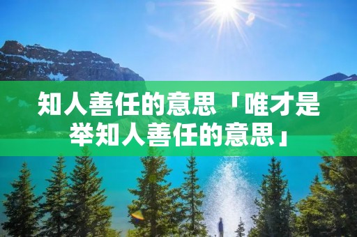 知人善任的意思「唯才是举知人善任的意思」