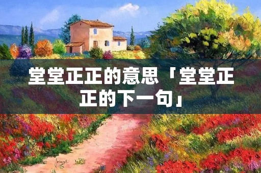 堂堂正正的意思「堂堂正正的下一句」