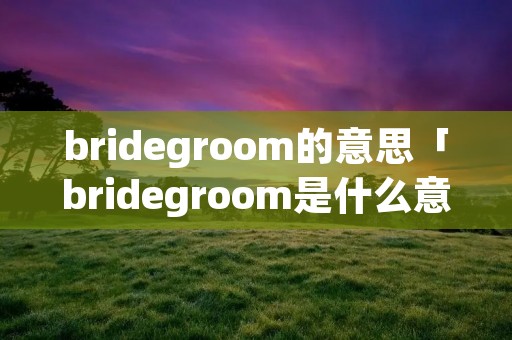 bridegroom的意思「bridegroom是什么意思啊」