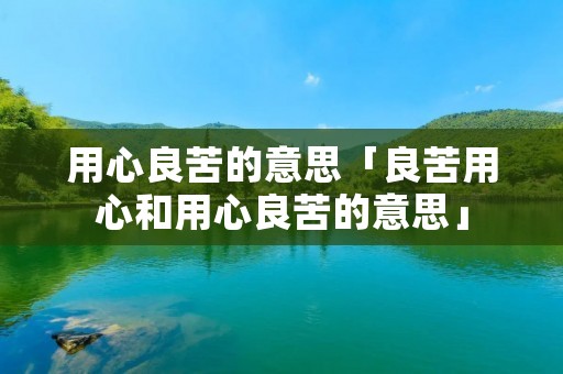 用心良苦的意思「良苦用心和用心良苦的意思」
