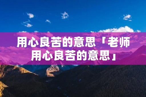 用心良苦的意思「老师用心良苦的意思」