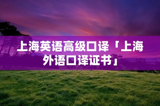 上海英语高级口译「上海外语口译证书」