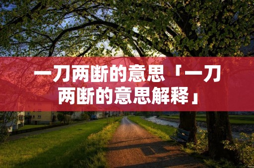 一刀两断的意思「一刀两断的意思解释」
