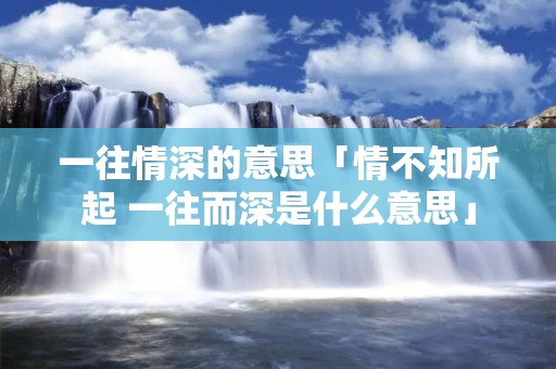一往情深的意思「情不知所起 一往而深是什么意思」