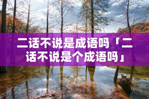 二话不说是成语吗「二话不说是个成语吗」