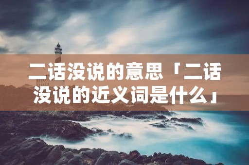 二话没说的意思「二话没说的近义词是什么」 二话没说的意思「二话没说的近义词是什么」