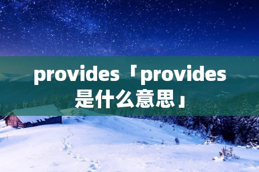 provides「provides是什么意思」