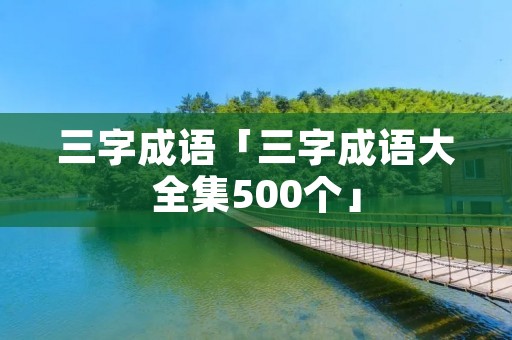 三字成语「三字成语大全集500个」