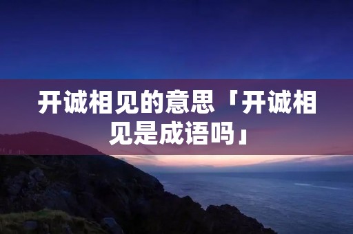 开诚相见的意思「开诚相见是成语吗」