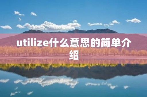 utilize什么意思的简单介绍