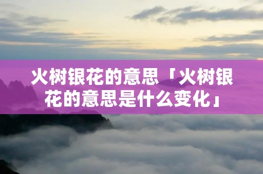 火树银花的意思「火树银花的意思是什么变化」